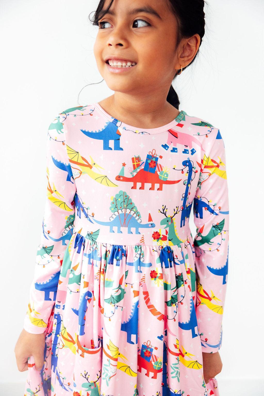 Jingle Saurus L/S Pocket Twirl Dress - Image 2