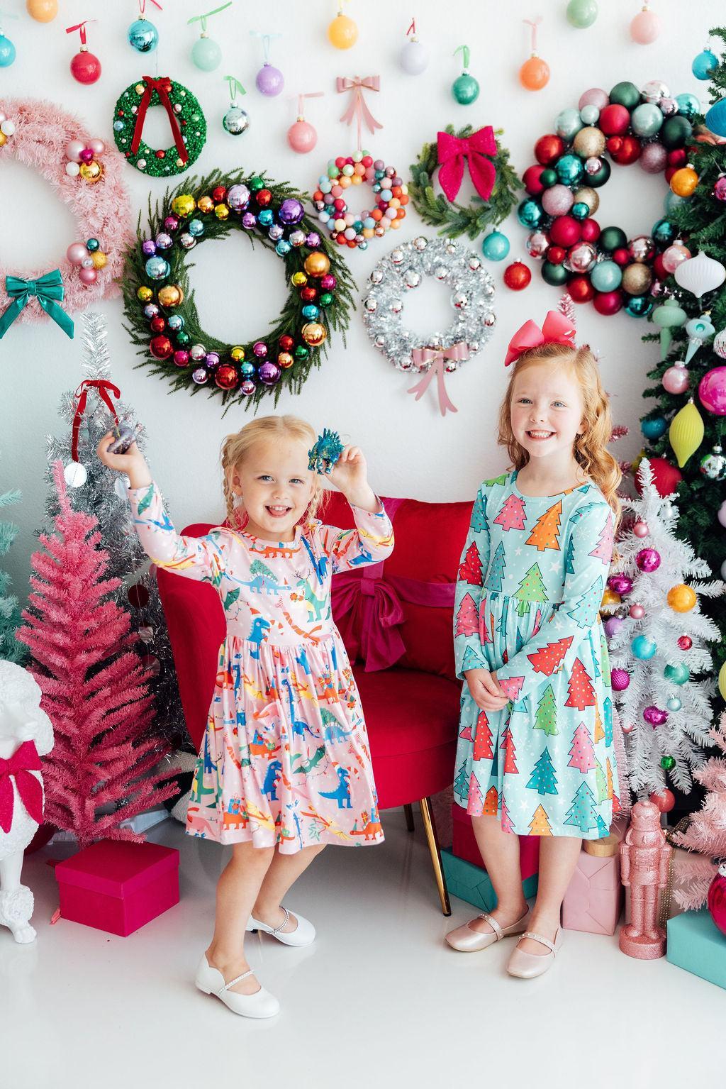Jingle Saurus L/S Pocket Twirl Dress - Image 3