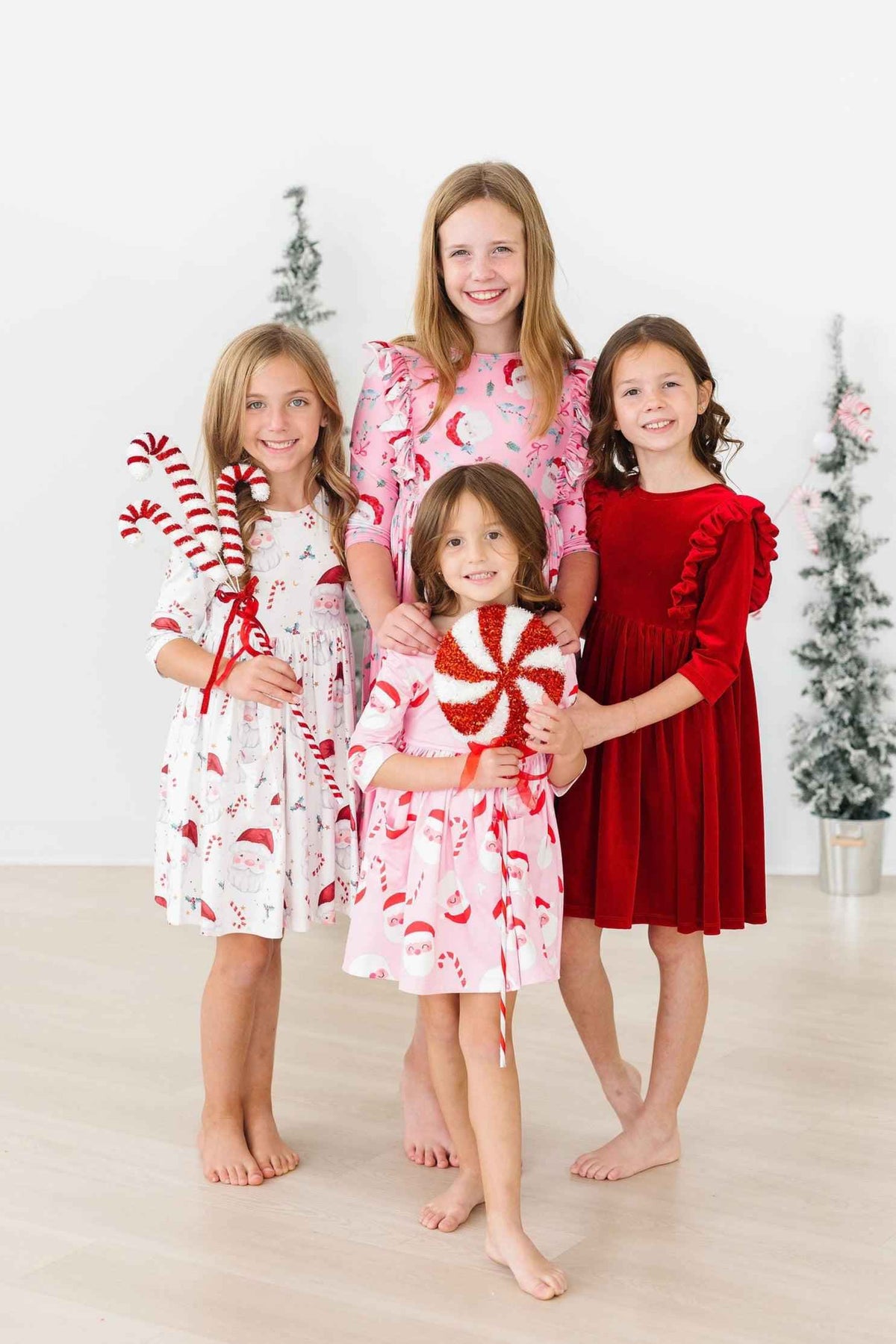 Jolly Old Saint Nick 3/4 Sleeve Ruffle Twirl Dress
