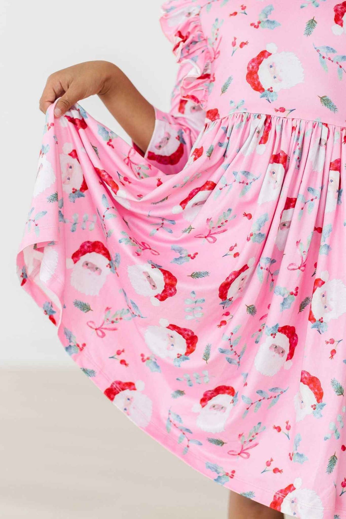Jolly Old Saint Nick 3/4 Sleeve Ruffle Twirl Dress