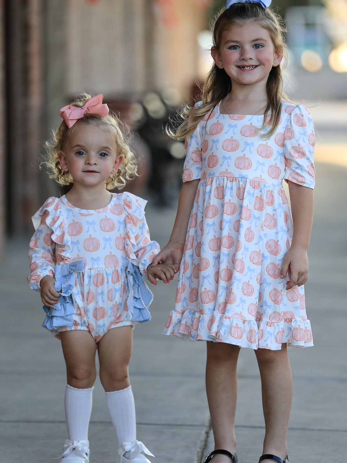 Rylee Faith Designs - Halloween Thanksgiving Pumpkin Bow Girls Twirl Ruffle Dress - alternate view 5