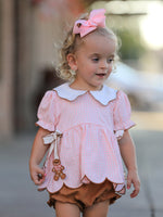 Rylee Faith Designs - Christmas Girls Gingerbread Peter Pan Collar Bloomer Set