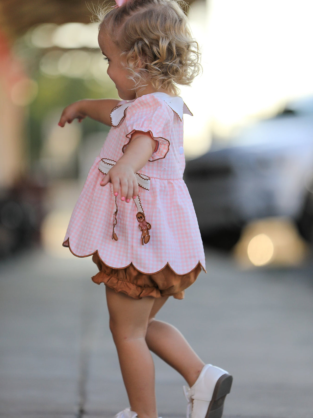Rylee Faith Designs - Christmas Girls Gingerbread Peter Pan Collar Bloomer Set - alternate view 5