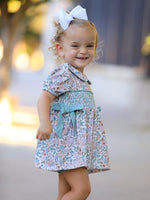 Rylee Faith Designs - Sage Green Floral Smocked Girl Bloomer Set - alternate view 4