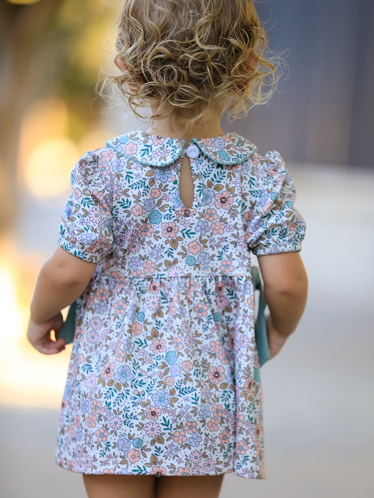 Rylee Faith Designs - Sage Green Floral Smocked Girl Bloomer Set - alternate view 6