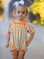 Rylee Faith Designs - Fall Floral Stripe Baby Girls Romper Petals Collar Smocked - alternate view 2
