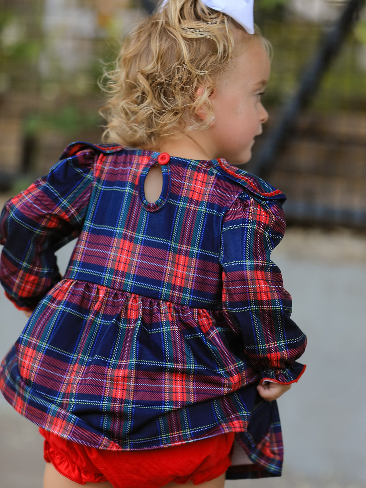 Rylee Faith Designs - Fall Plaid Girl Set Petal Collar Puff Sleeve Bloomer - alternate view 6