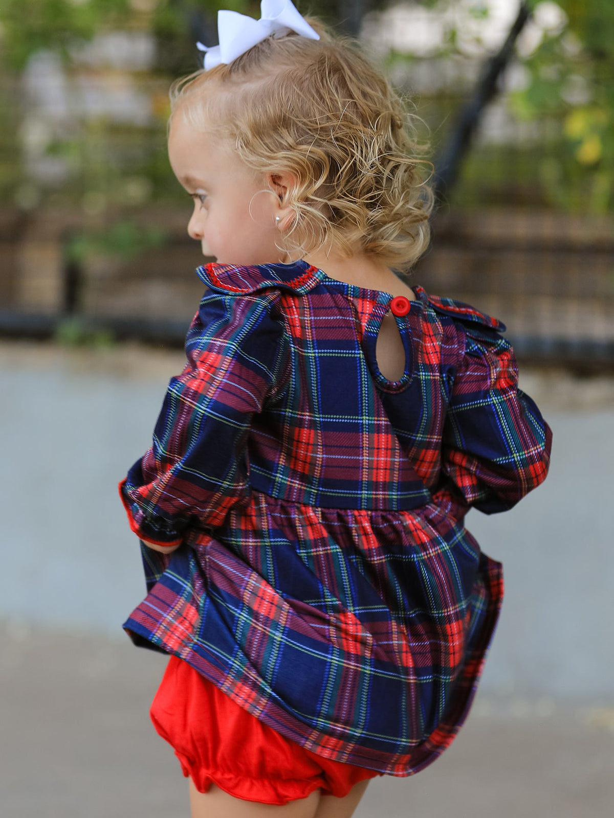Rylee Faith Designs - Fall Plaid Girl Set Petal Collar Puff Sleeve Bloomer - alternate view 4
