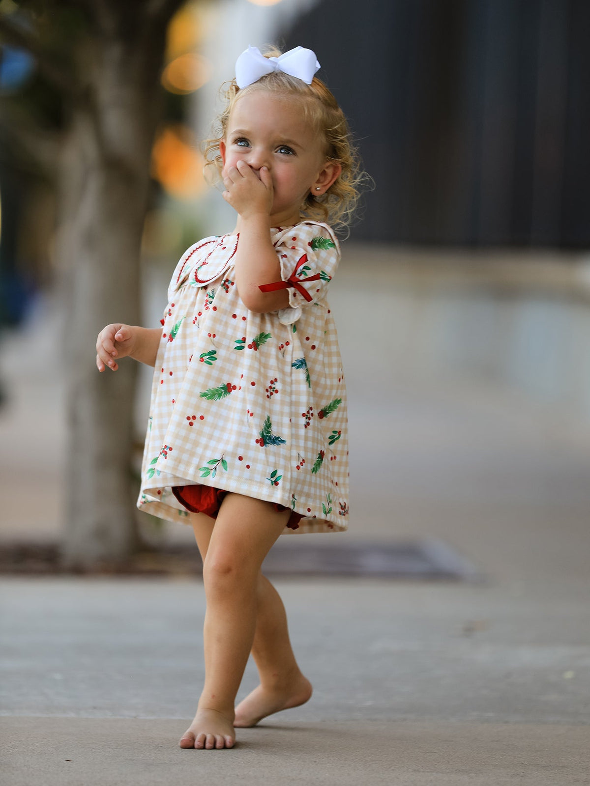 Rylee Faith Designs - Fall Gingham Baby Bloomer Set Ruffle Collar Bow - alternate view 3