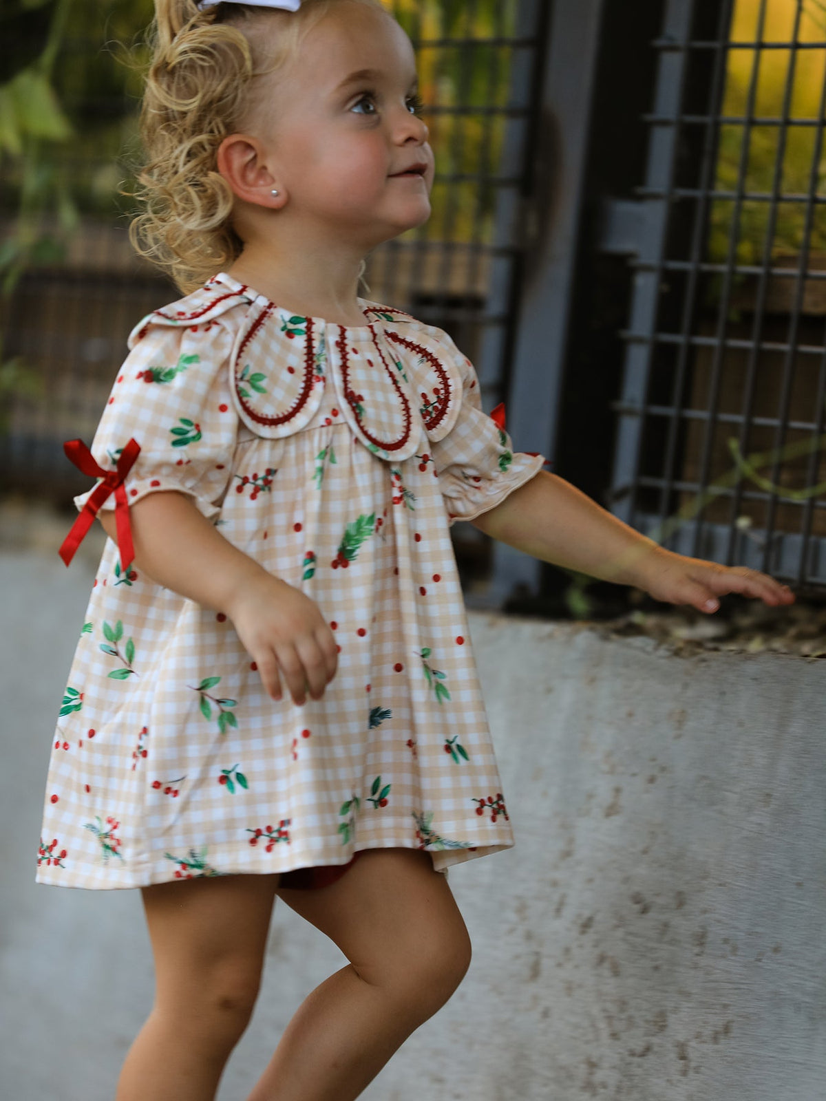 Rylee Faith Designs - Fall Gingham Baby Bloomer Set Ruffle Collar Bow - alternate view 2