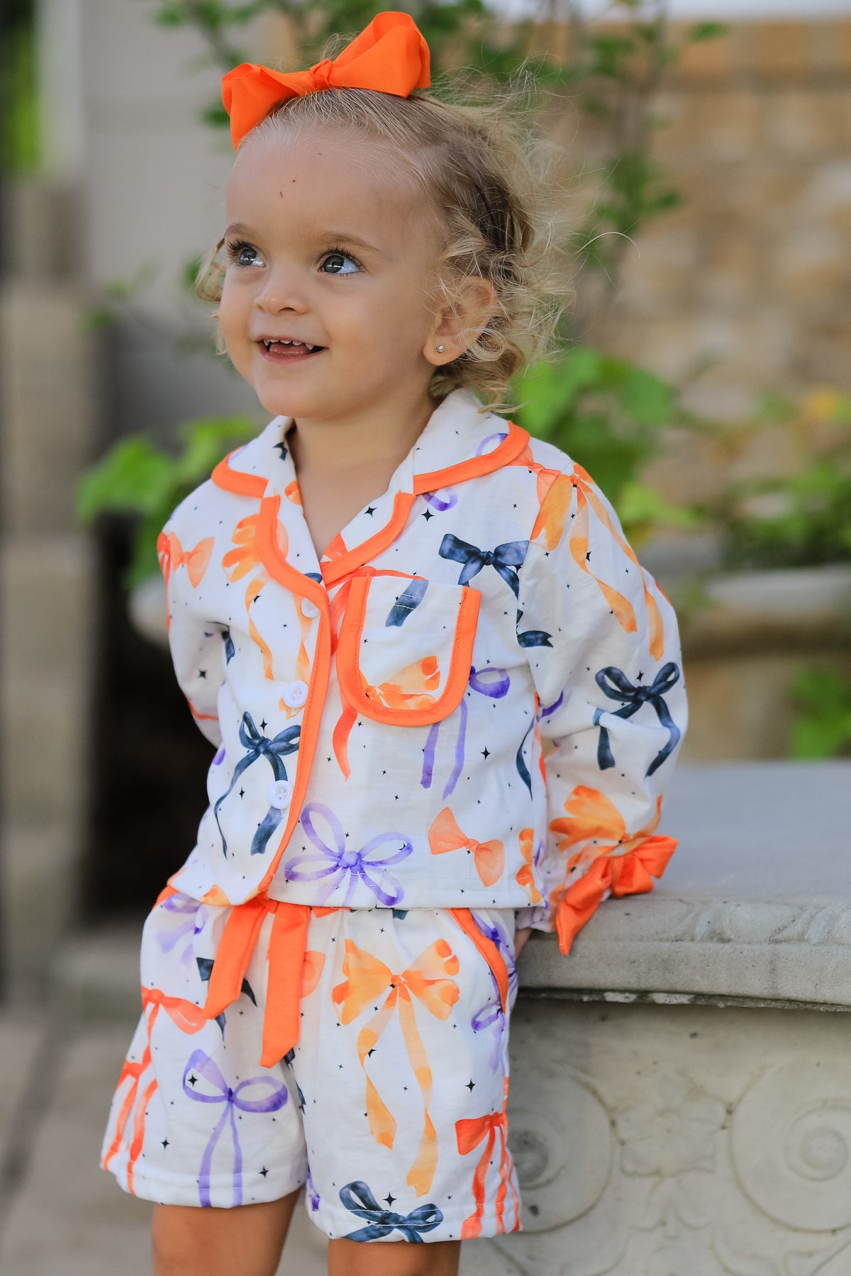 Rylee Faith Designs - Halloween Mommy and Me Bow Print Pajama Set