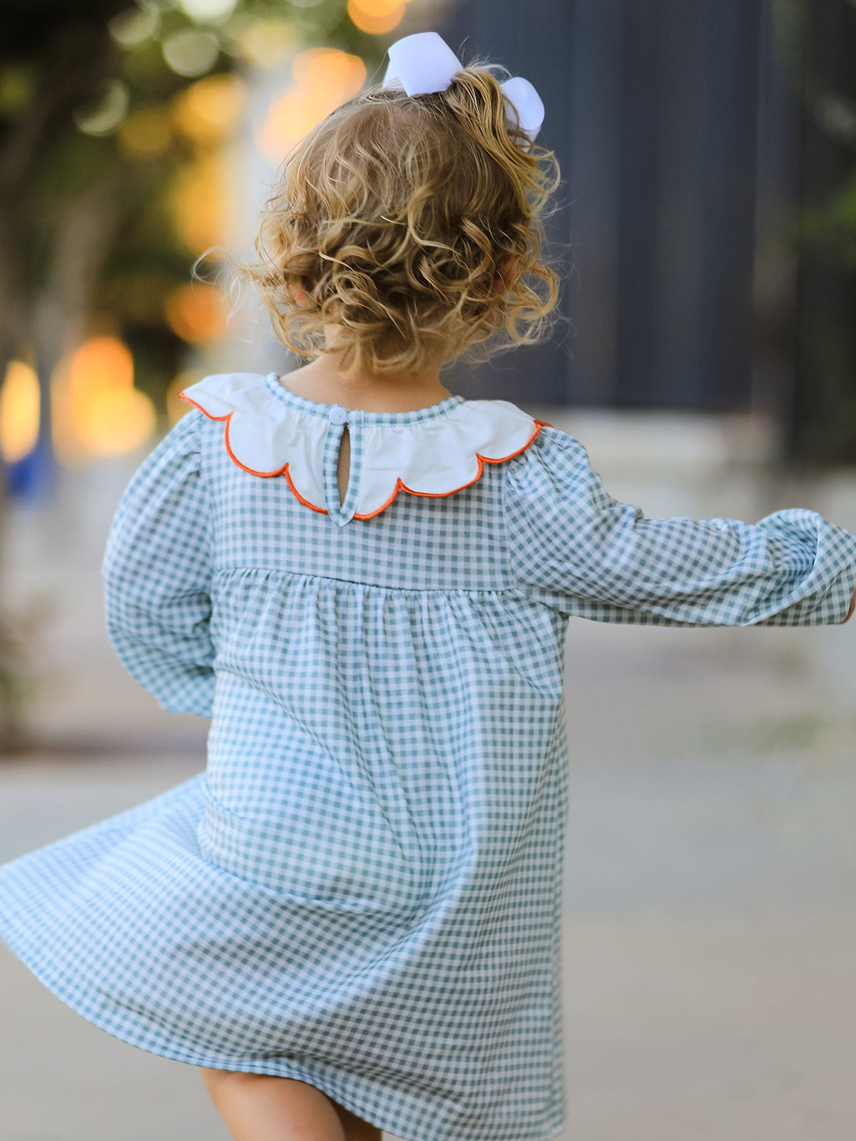 Rylee Faith Designs - Halloween Thanksgiving Pumpkin Embroidery Girls Dress Peter Pan Collar - alternate view 5