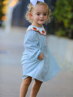 Rylee Faith Designs - Halloween Thanksgiving Pumpkin Embroidery Girls Dress Peter Pan Collar - alternate view 3