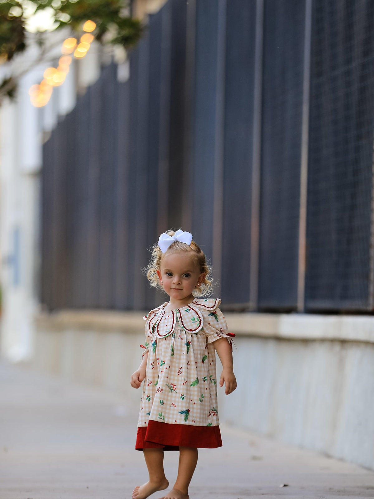 Rylee Faith Designs - Fall Gingham Girls Dress Ruffle Collar Bow - alternate view 3