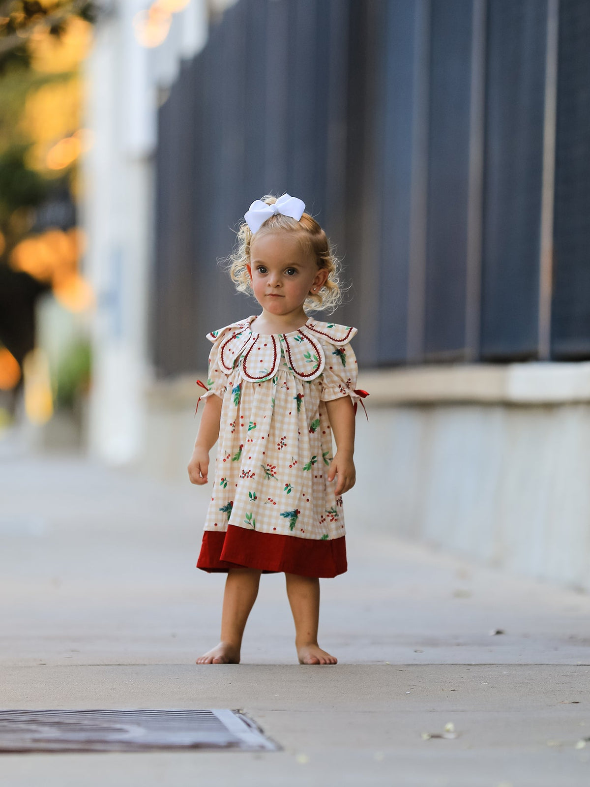 Rylee Faith Designs - Fall Gingham Girls Dress Ruffle Collar Bow - alternate view 5