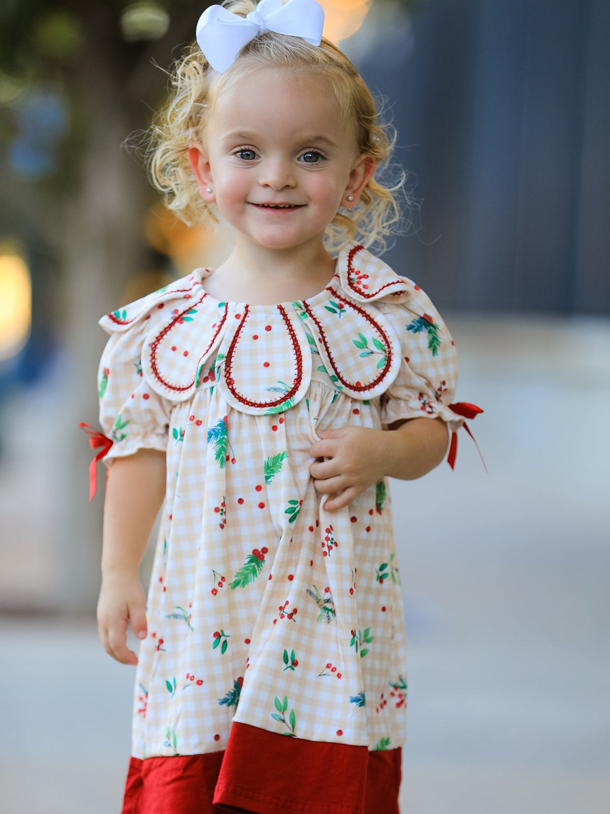 Rylee Faith Designs - Fall Gingham Girls Dress Ruffle Collar Bow - alternate view 2