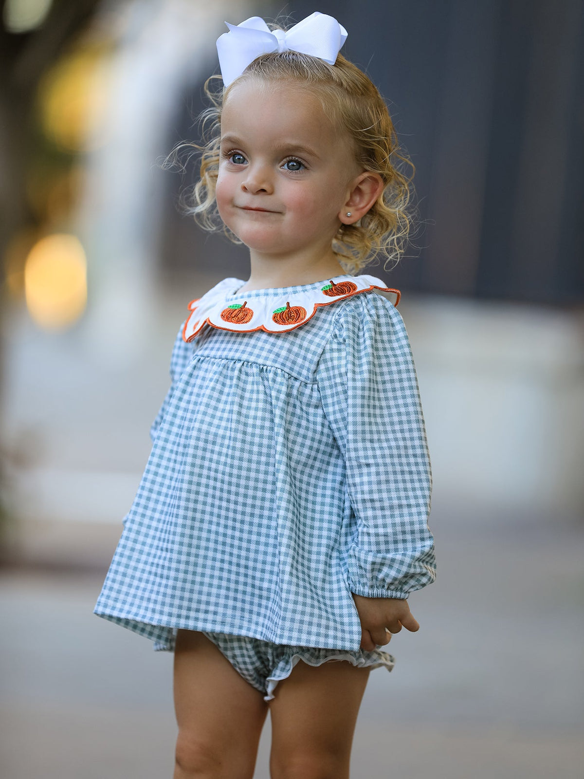 Rylee Faith Designs - Halloween Thanksgiving Embroidered Pumpkin Girls Bloomer Set - alternate view 3