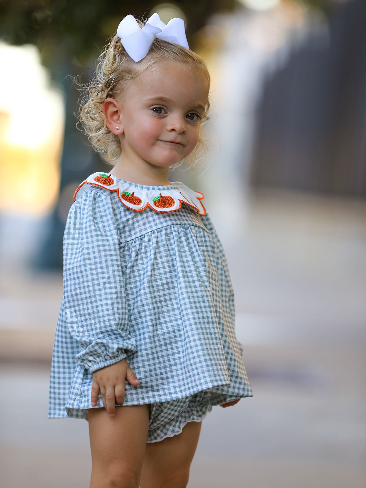 Rylee Faith Designs - Halloween Thanksgiving Embroidered Pumpkin Girls Bloomer Set - alternate view 5