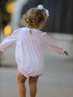 Rylee Faith Designs - Pink Goose Embroidered Baby Girl Romper Ruffle Collar - alternate view 4