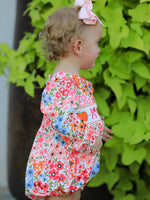 Rylee Faith Designs - Fall Halloween & Thanksgiving Pumpkin Bow Smock Embroidered Floral Baby Girl Romper - alternate view 3