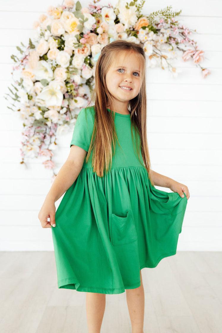 Kelly Green S/S Pocket Twirl Dress - Image 5