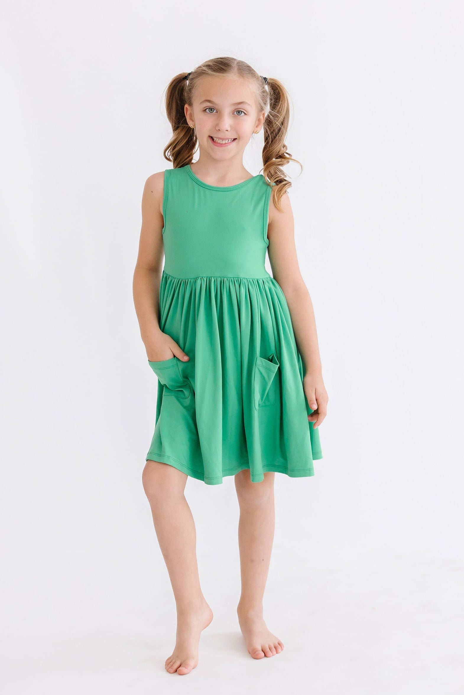Kelly Green Tank Pocket Twirl Dress - Image 3