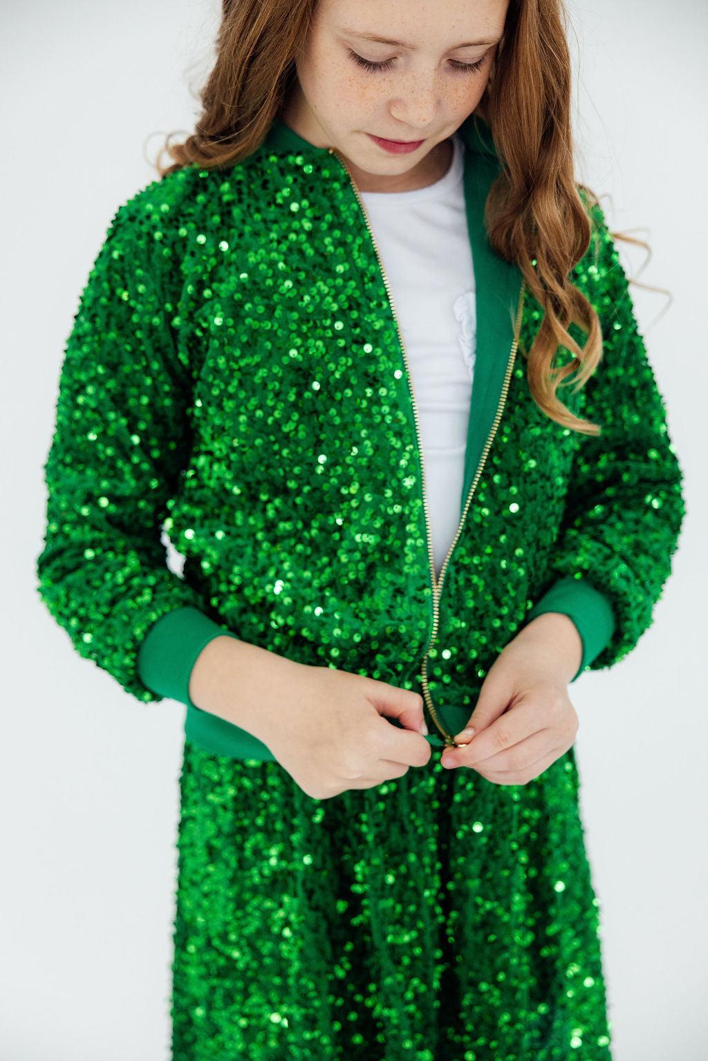 Kelly Green Velvet Sequin Jacket - Image 3