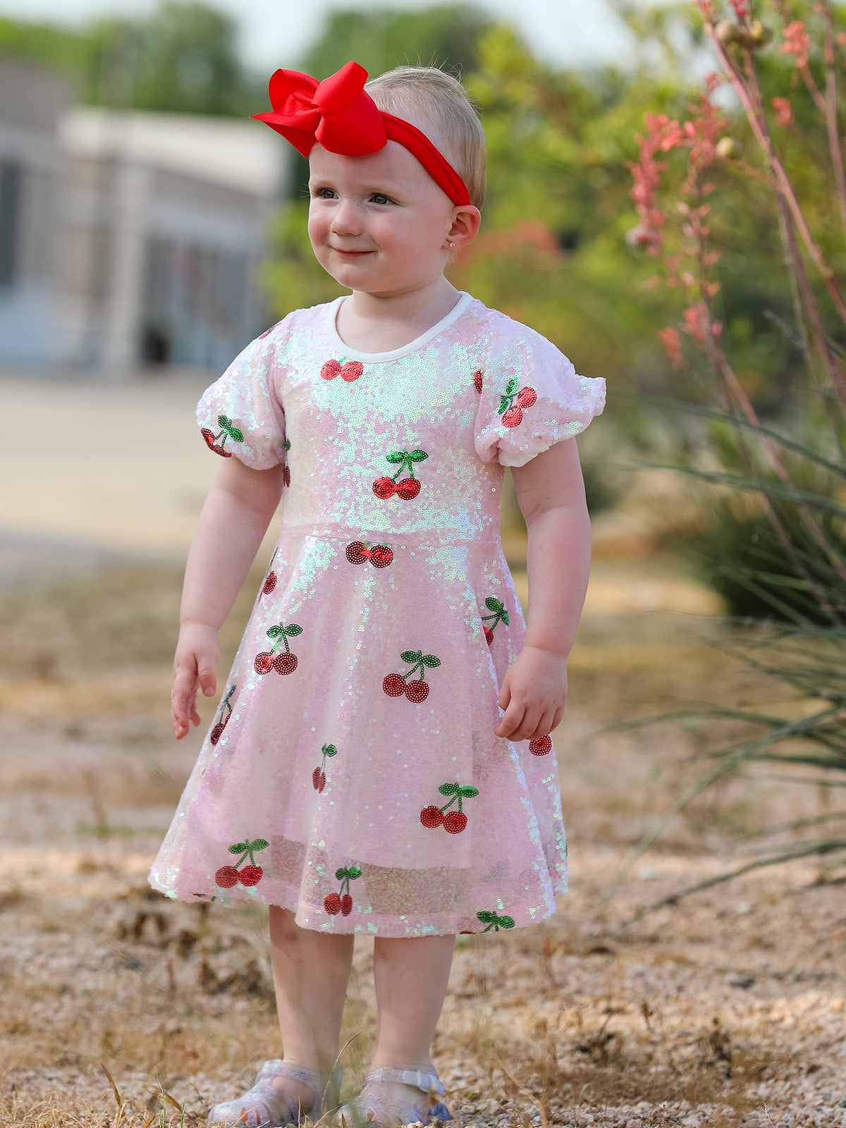 Rylee Faith Designs - Sweet Cherry Sequins Cute Dress