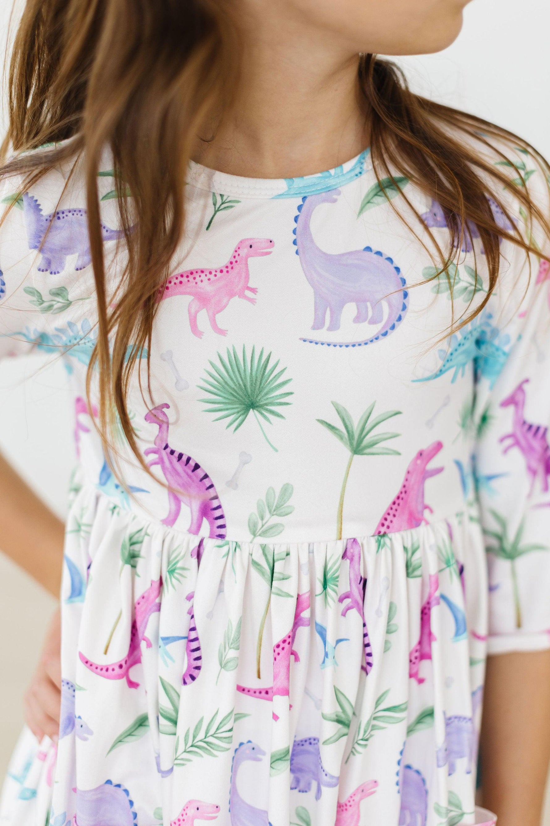 Dino Darling 3/4 Sleeve Pocket Twirl Dress - Image 2