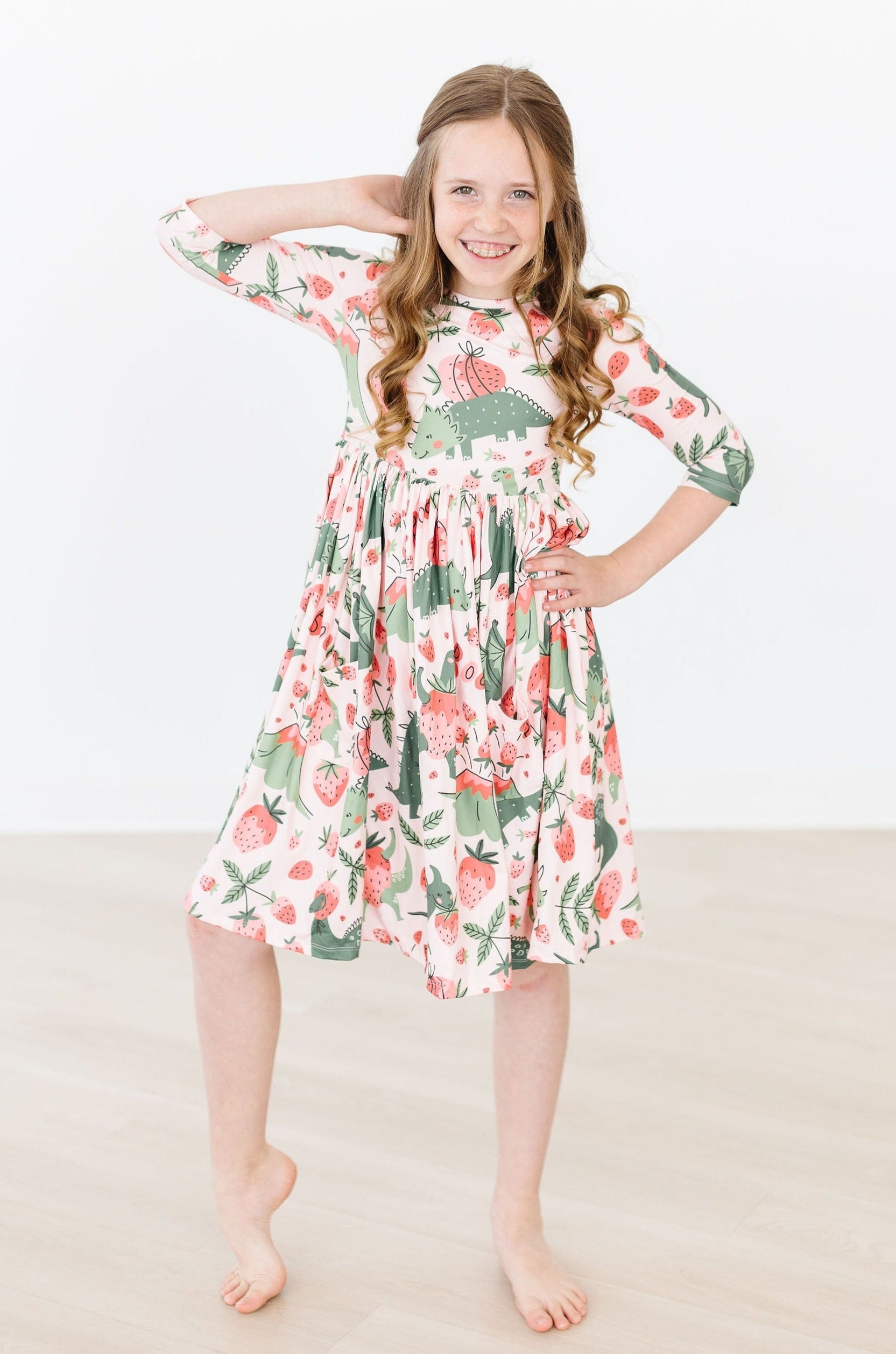 Hear Me Roar 3/4 Sleeve Pocket Twirl Dress - Image 4
