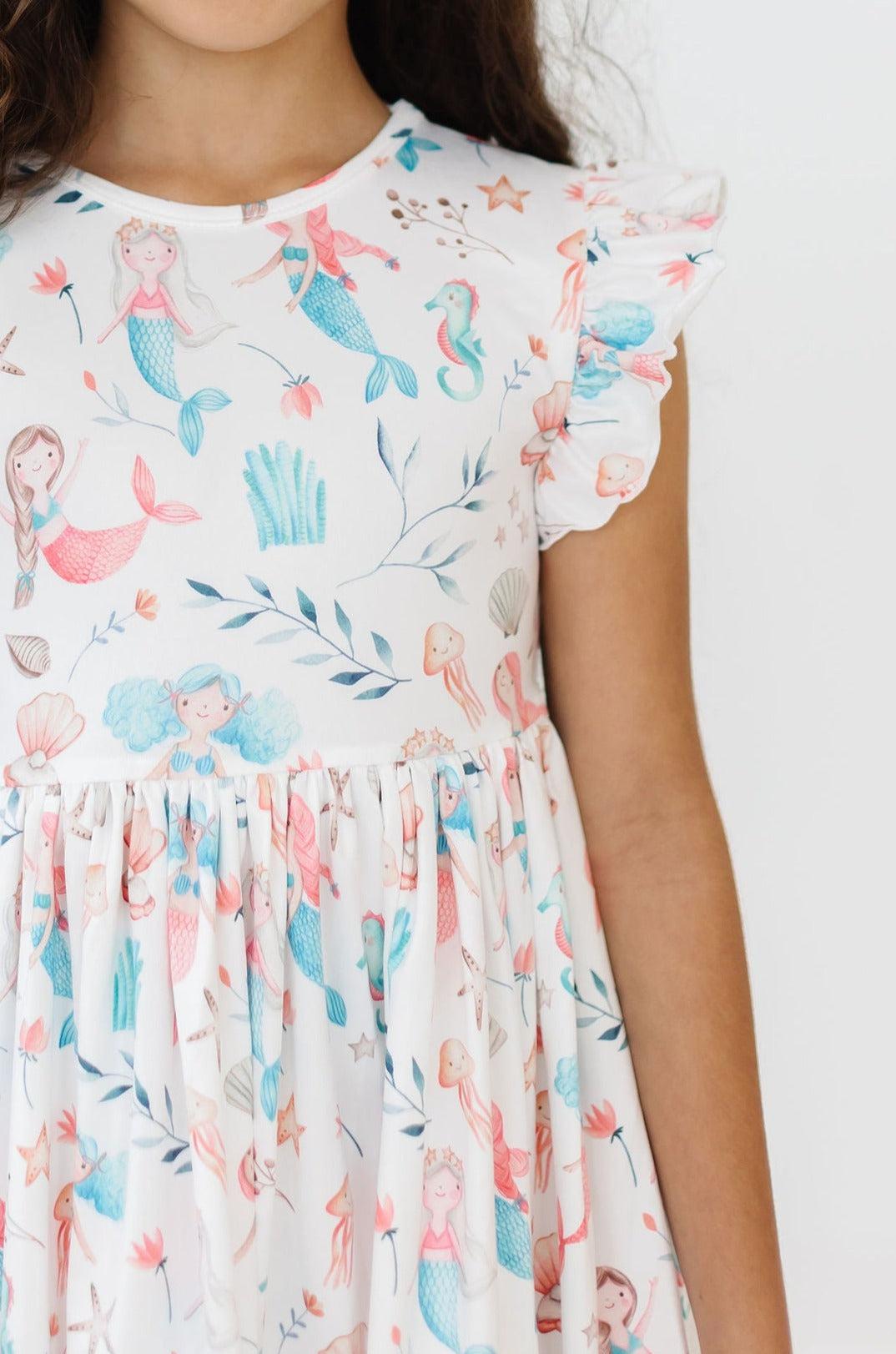 Mermaid Friends Flutter Sleeve Twirl Dress - Image 2