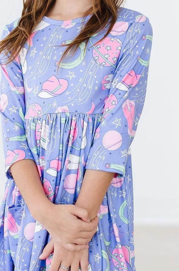 Neon Moon 3/4 Sleeve Pocket Twirl Dress - Image 3