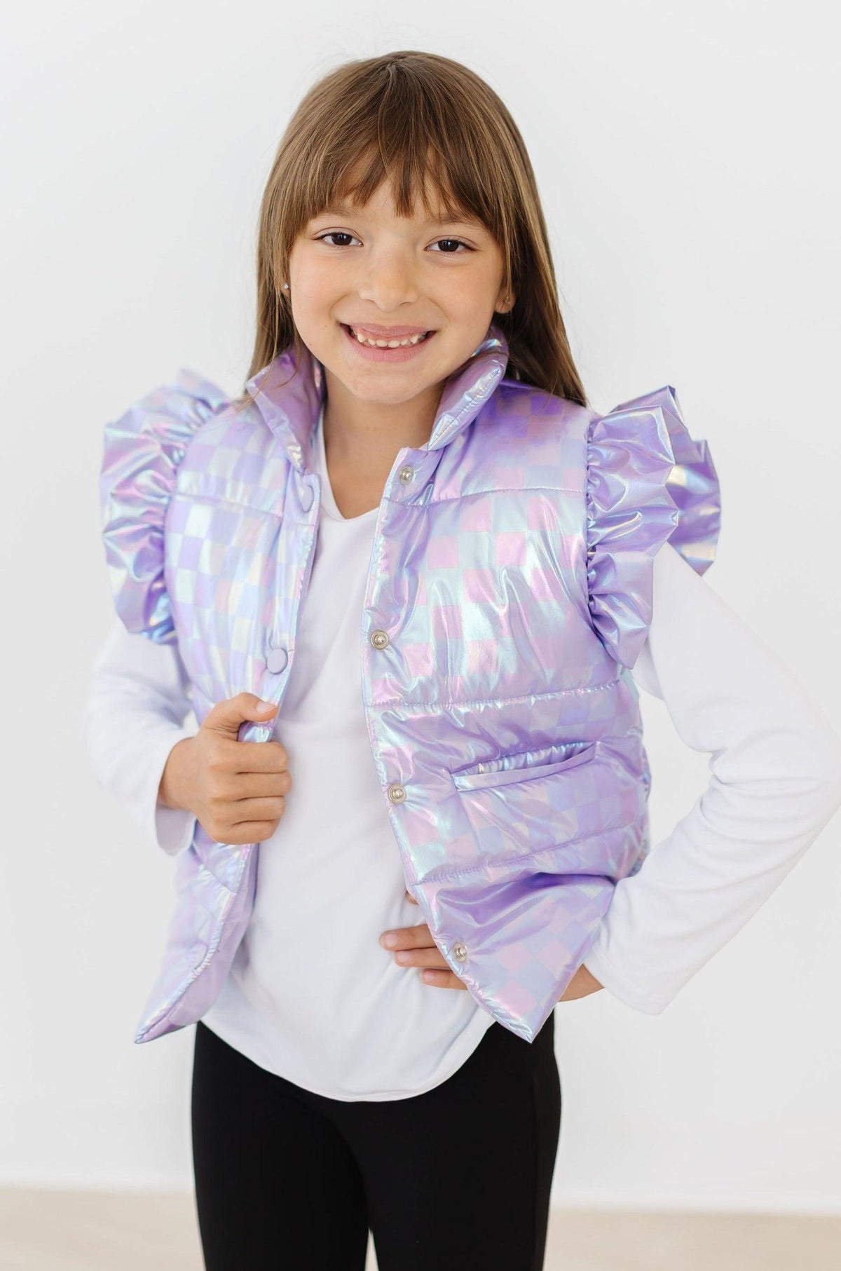 Lavender Haze Checker Puffer Vest - Image 3