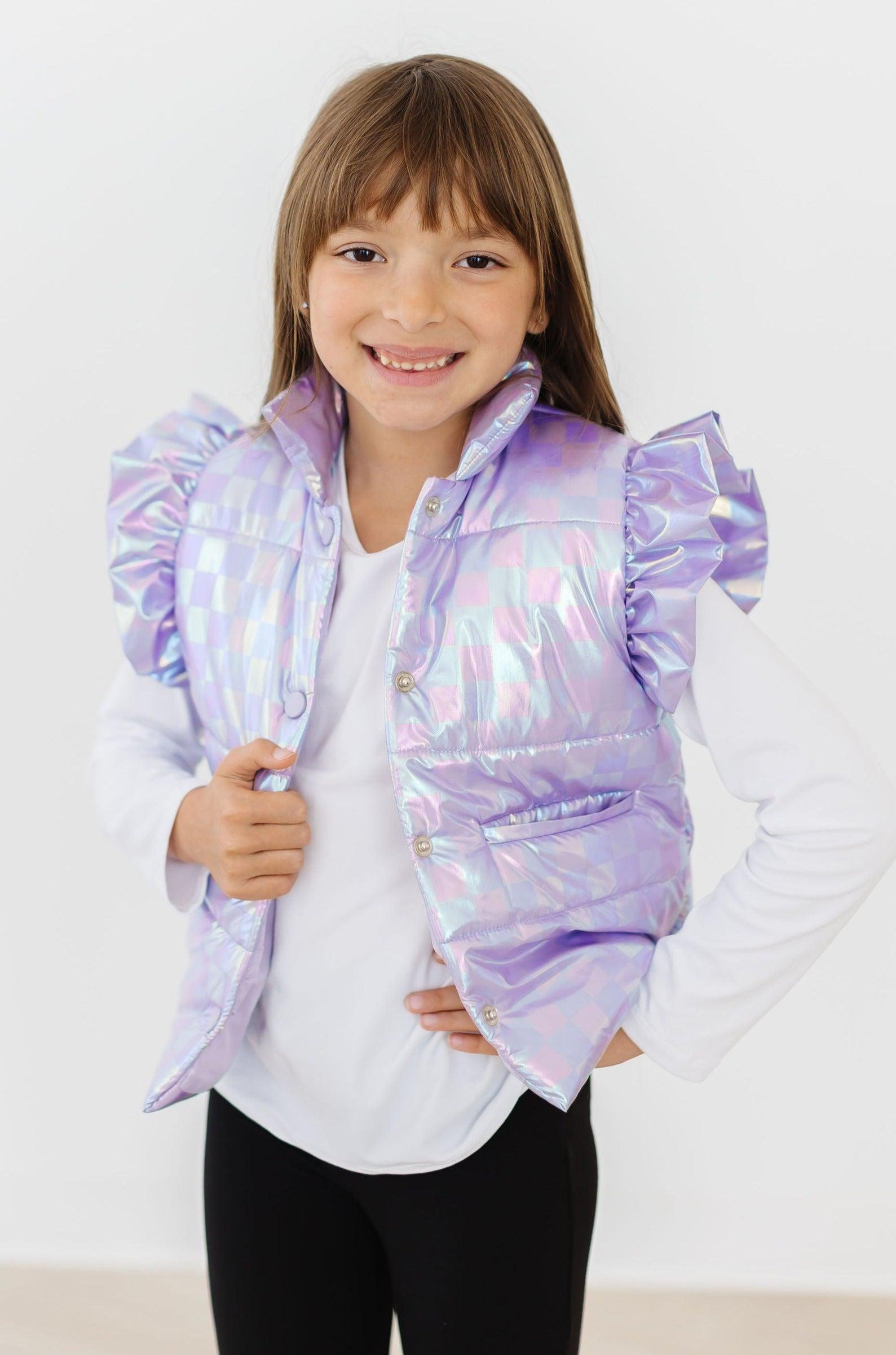 Lavender Haze Checker Puffer Vest - Image 3