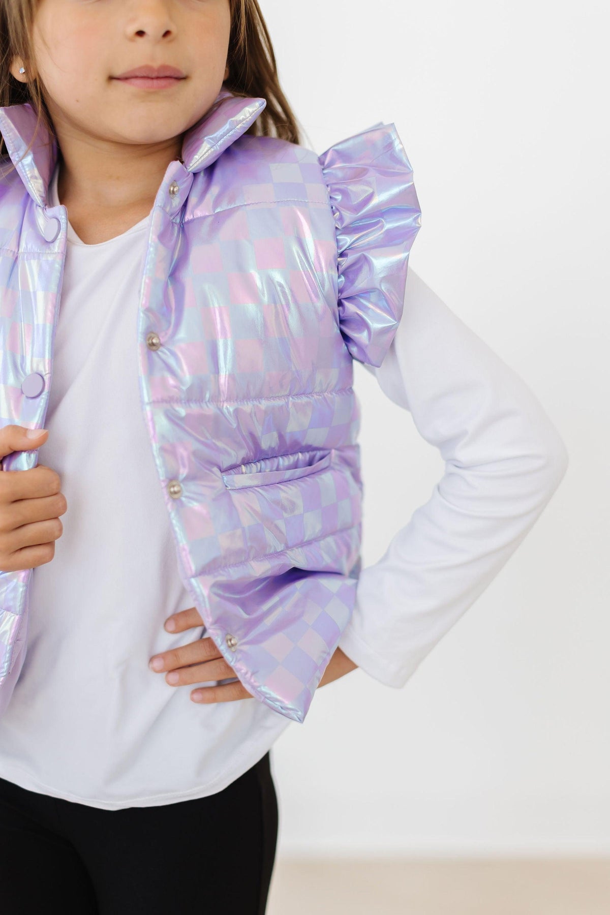 Lavender Haze Checker Puffer Vest - Image 4