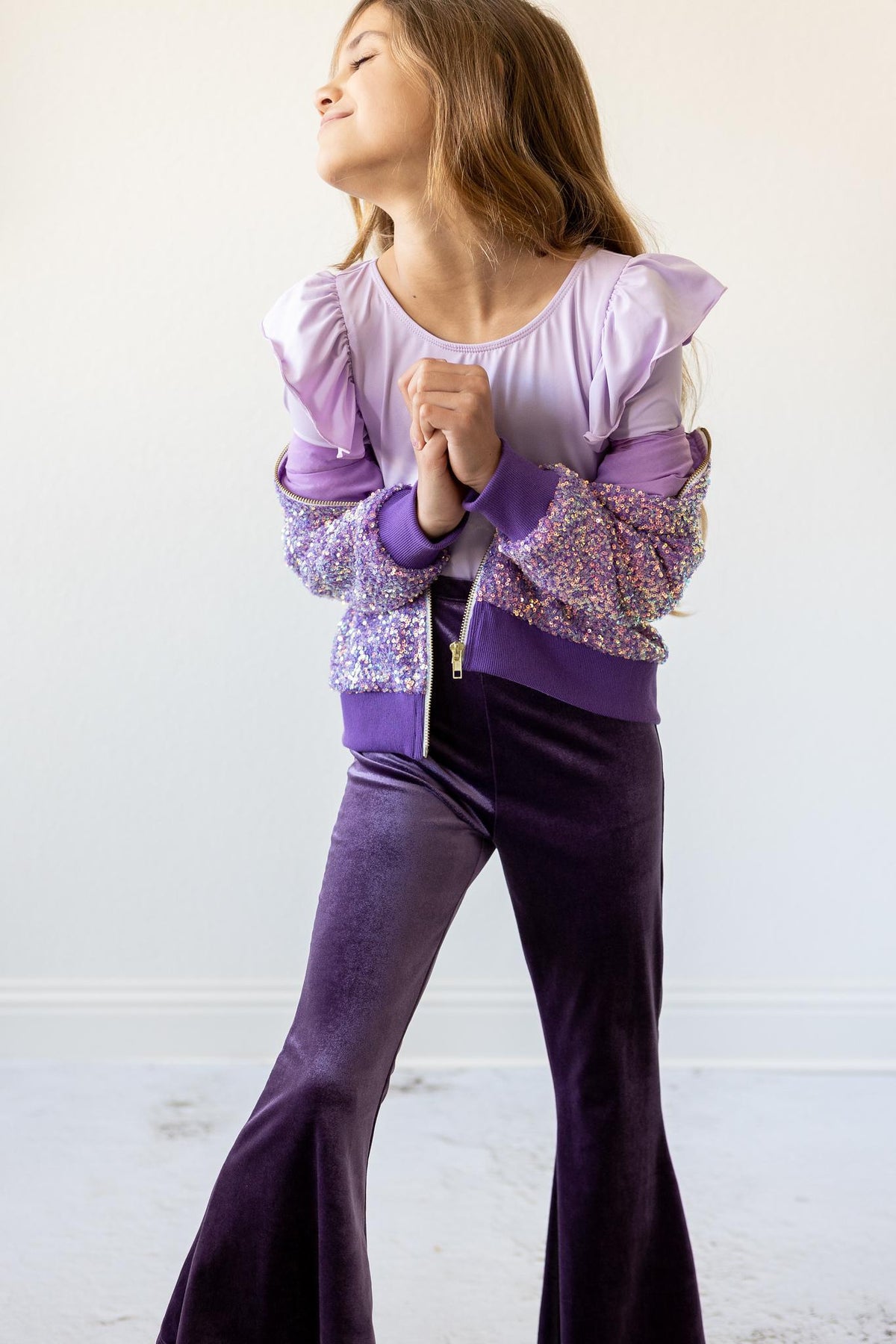 Lavender L/S Flutter Sleeve Leotard - Image 2