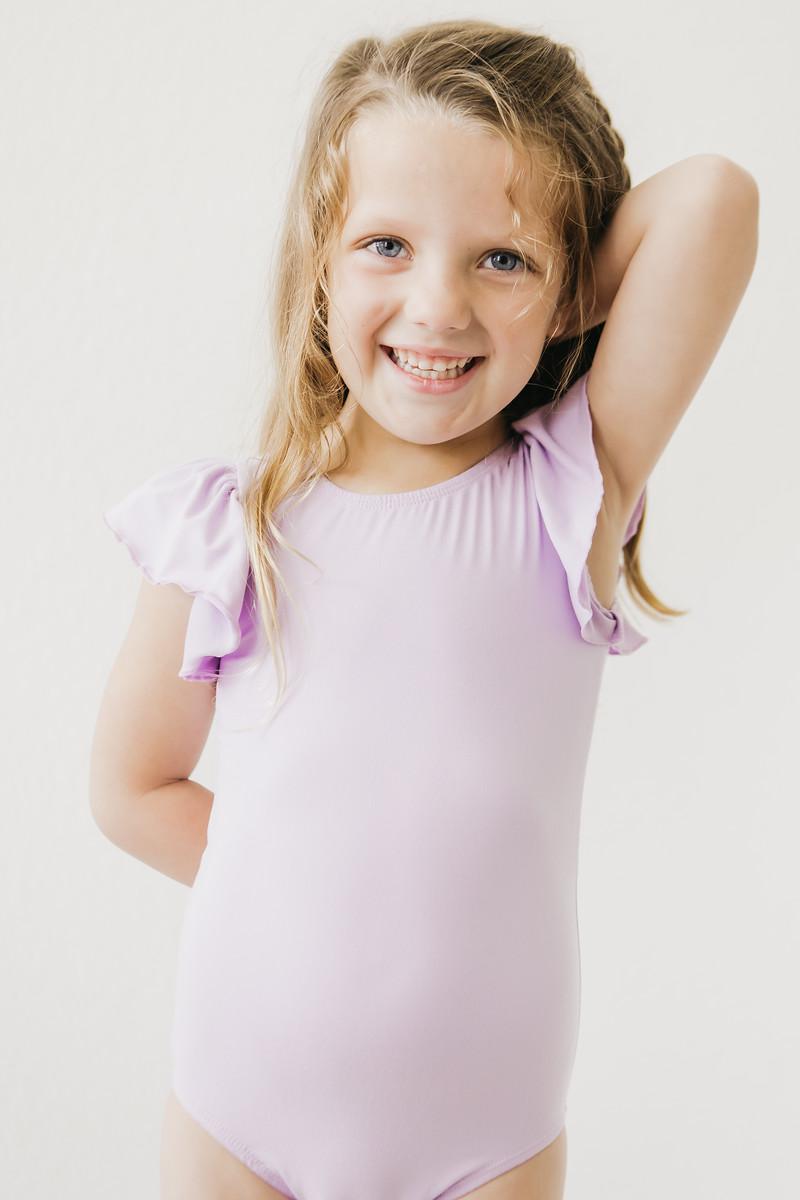 Lavender S/S Flutter Sleeve Leotard - Image 2