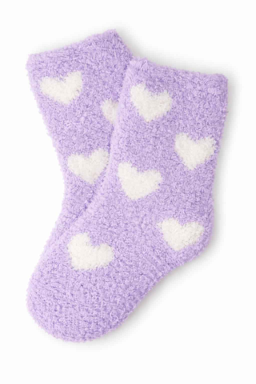 Lavender/Coconut Heart Cozy Socks by Mila & Rose