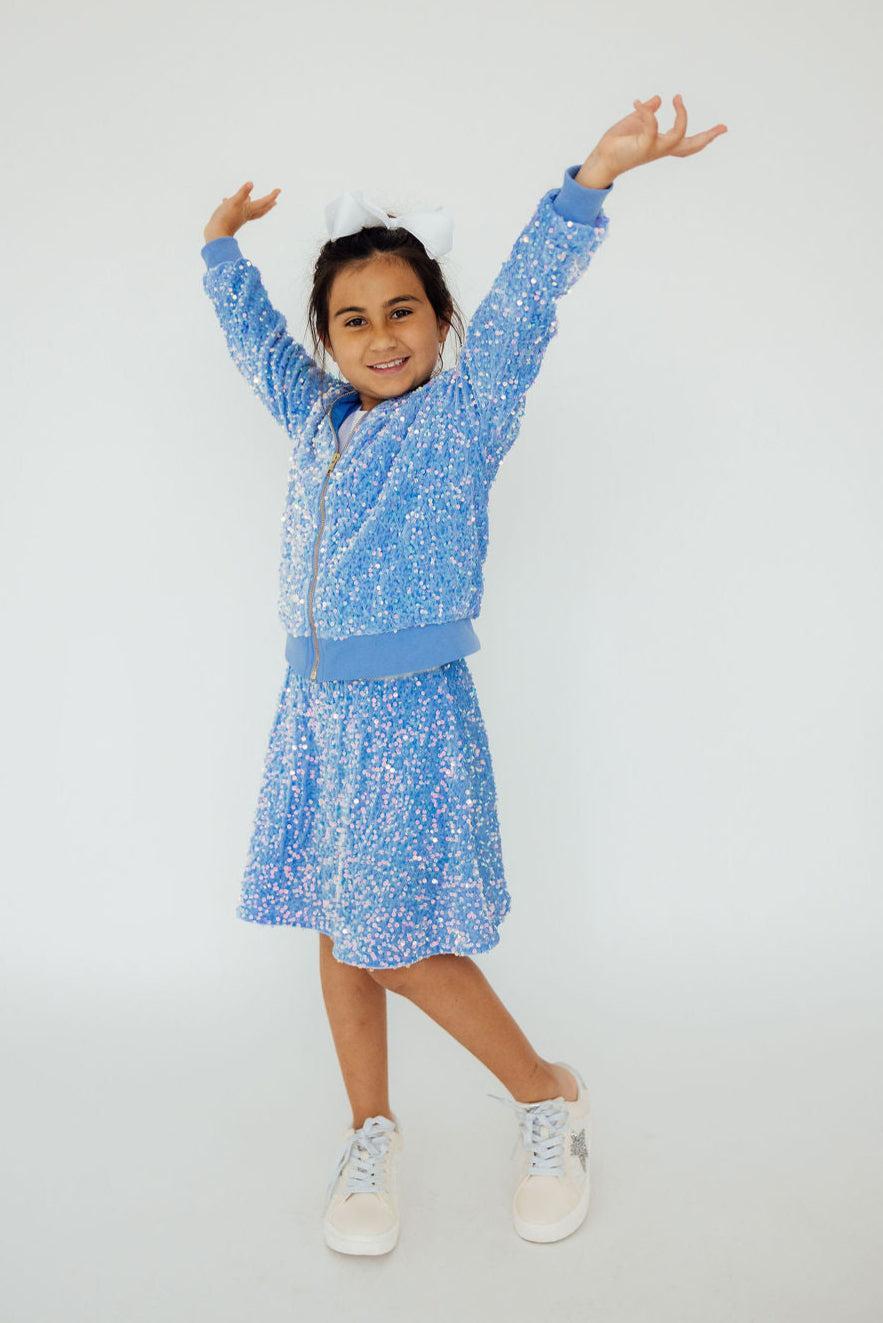 Light Blue Velvet Sequin Jacket - Image 3