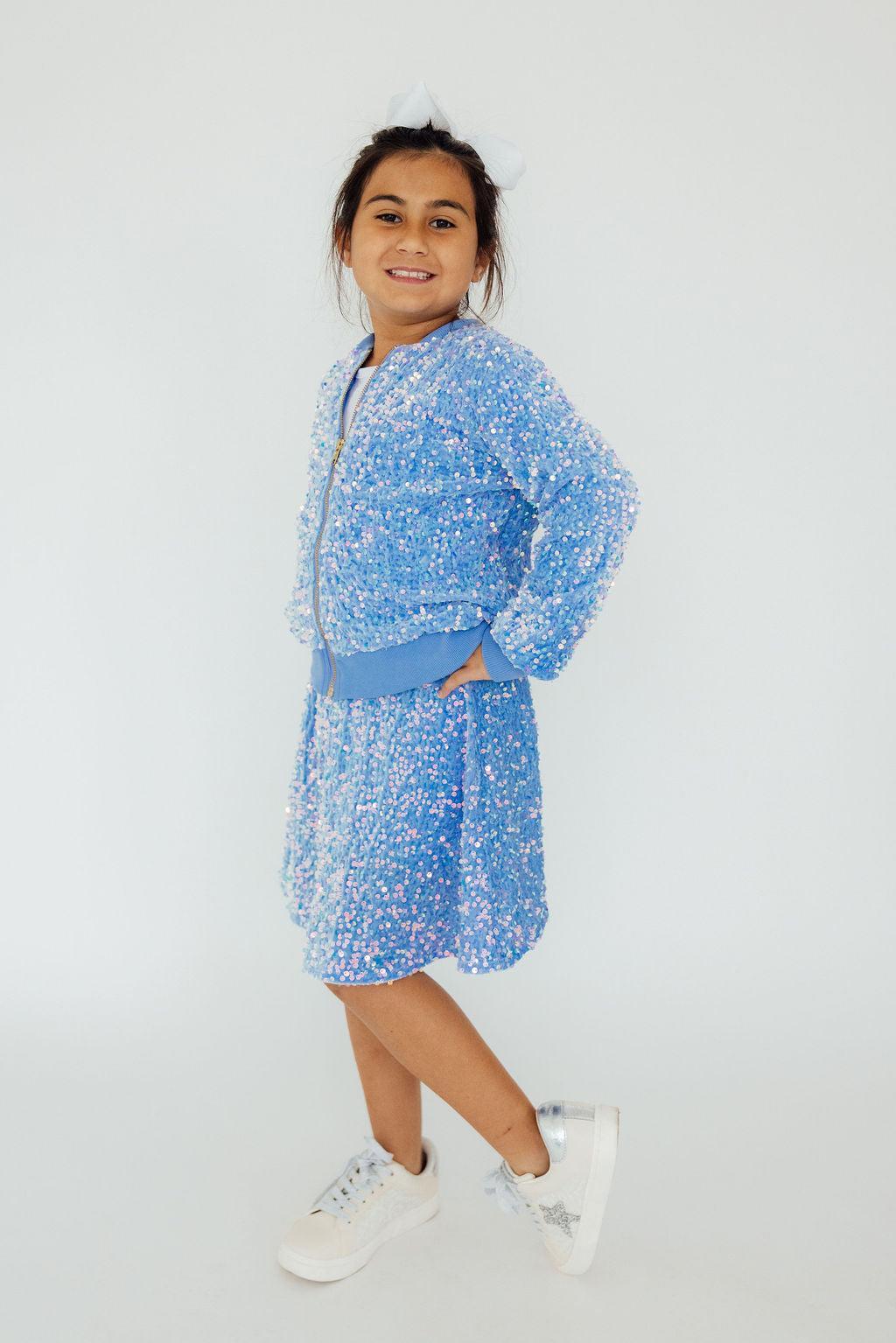 Light Blue Velvet Sequin Jacket - Image 5