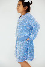 Light Blue Velvet Sequin Jacket - Image 4