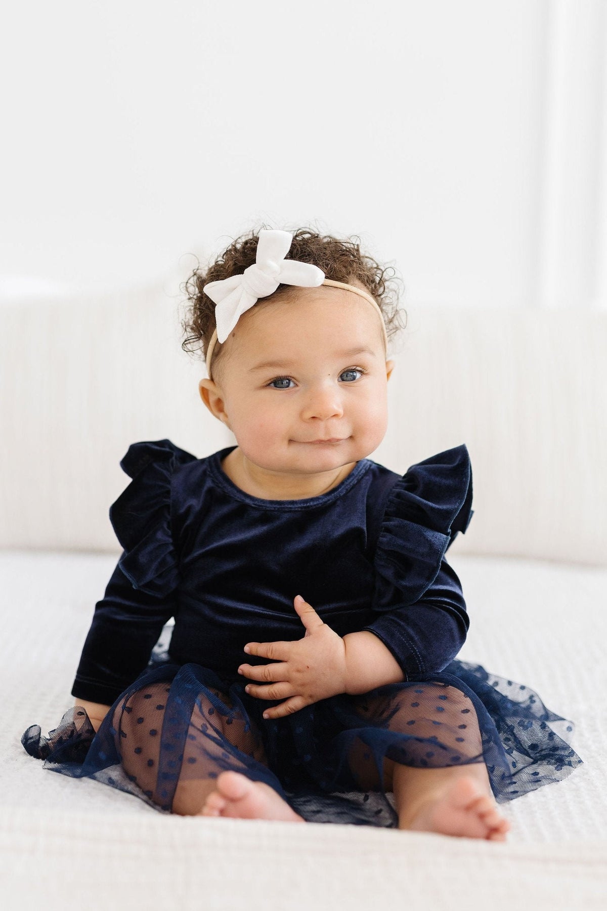 Light Navy Velvet Tutu Bodysuit - Image 2