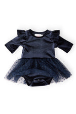 Light Navy Velvet Tutu Bodysuit - Image 3