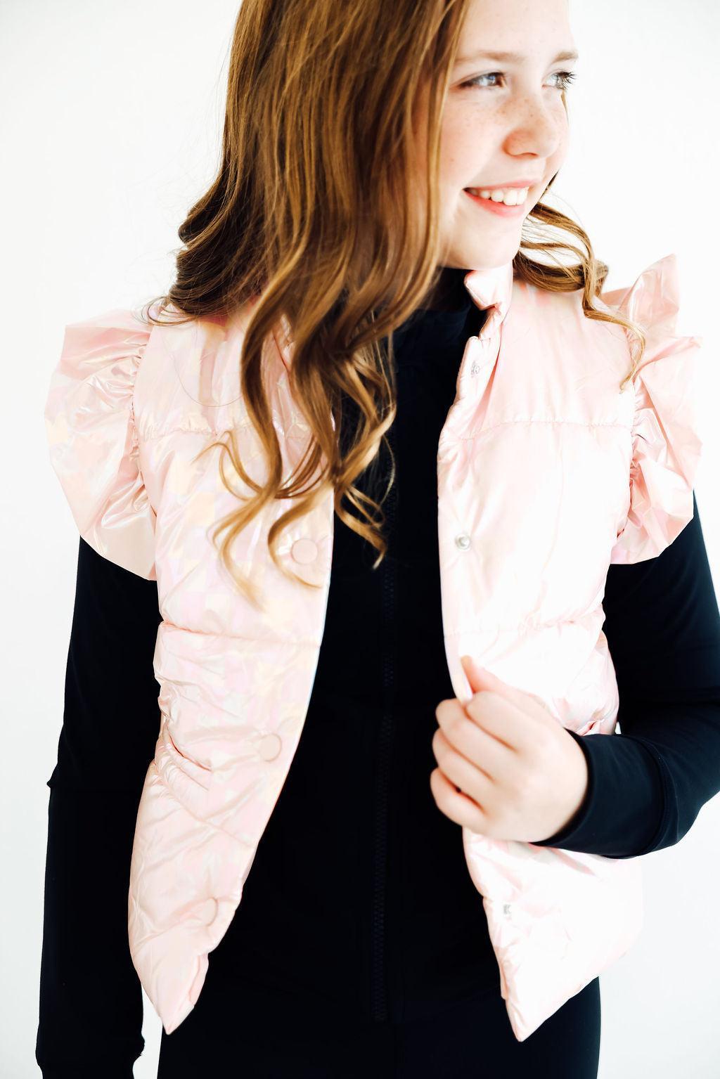 SALE Light Pink Checker Puffer Vest - Image 5