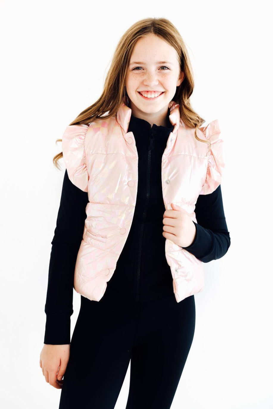 SALE Light Pink Checker Puffer Vest - Image 3
