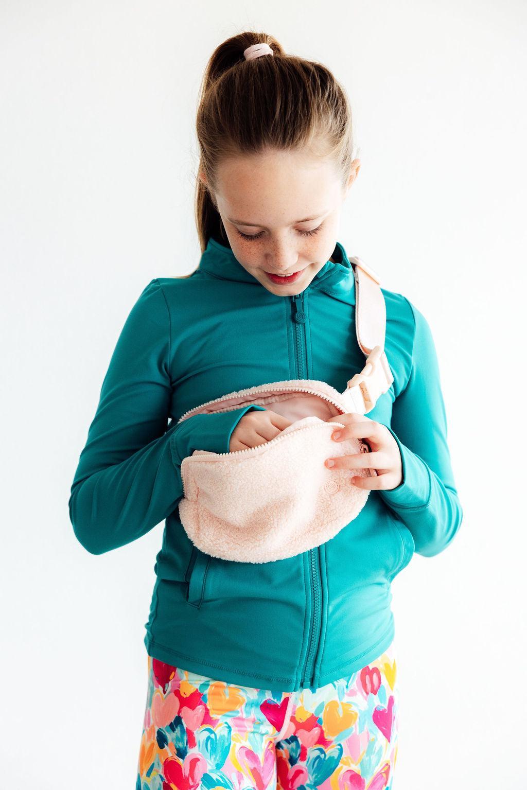 Light Pink Fleece Belt Bag - Image 2