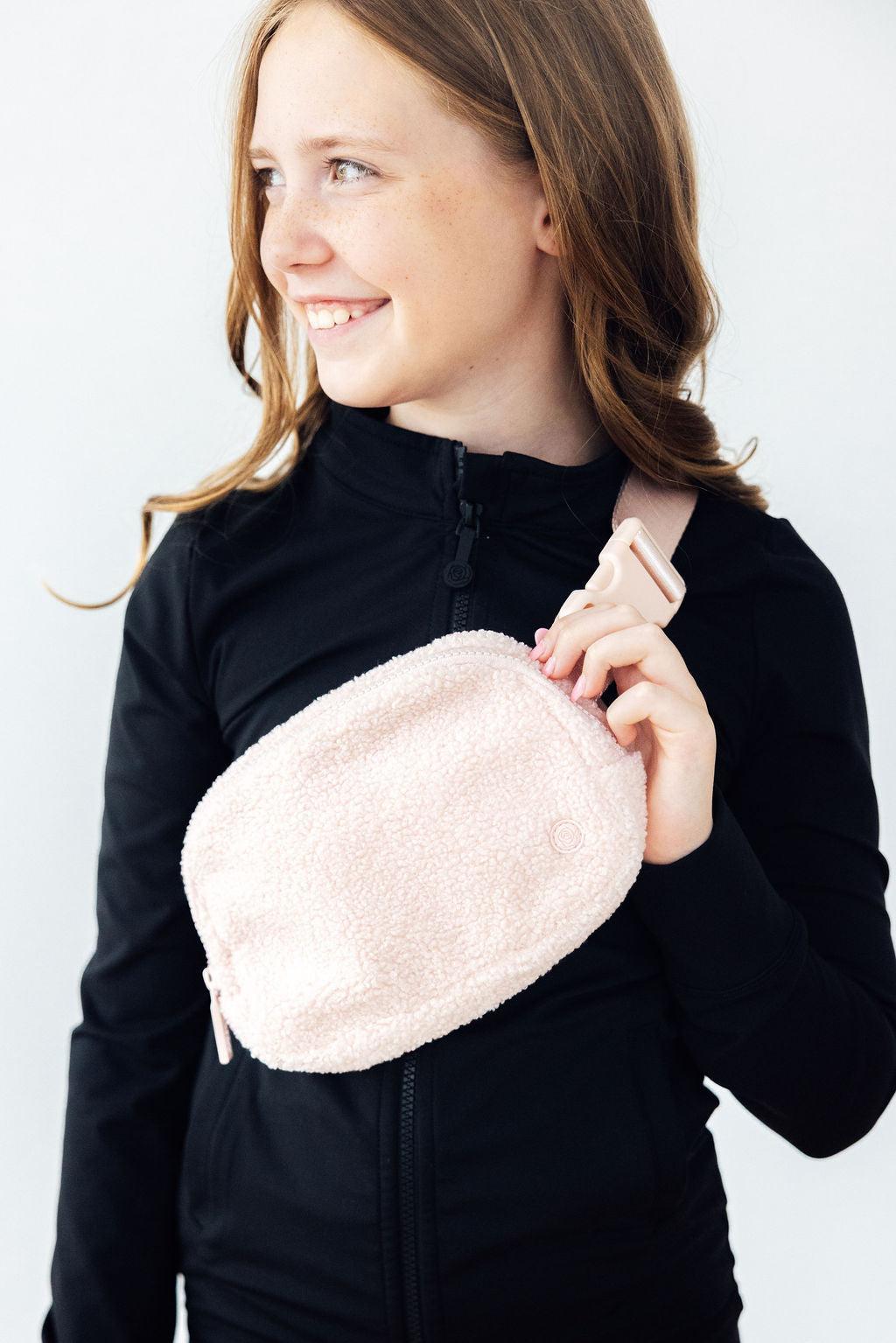 Light Pink Fleece Belt Bag - Image 3