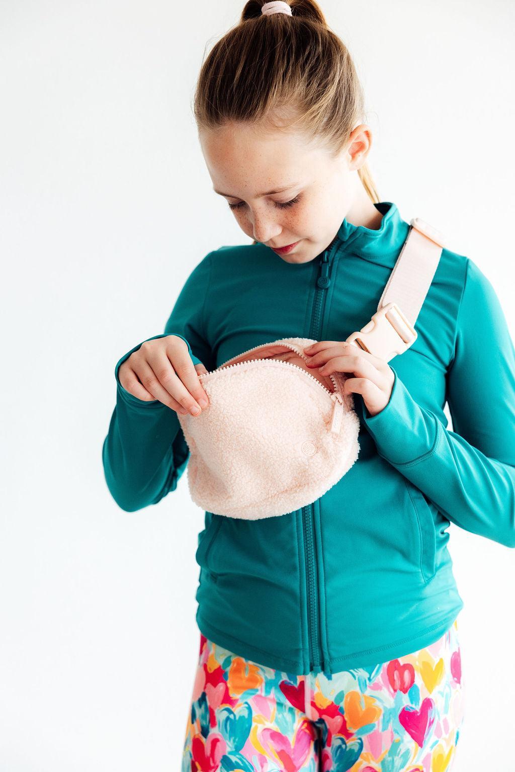 Light Pink Fleece Belt Bag - Image 5
