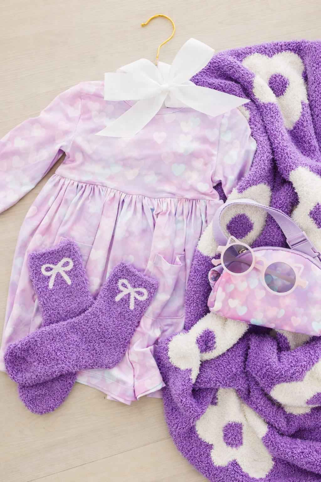 Lilac/Coconut Bow Cozy Socks by Mila & Rose - alternate view 3