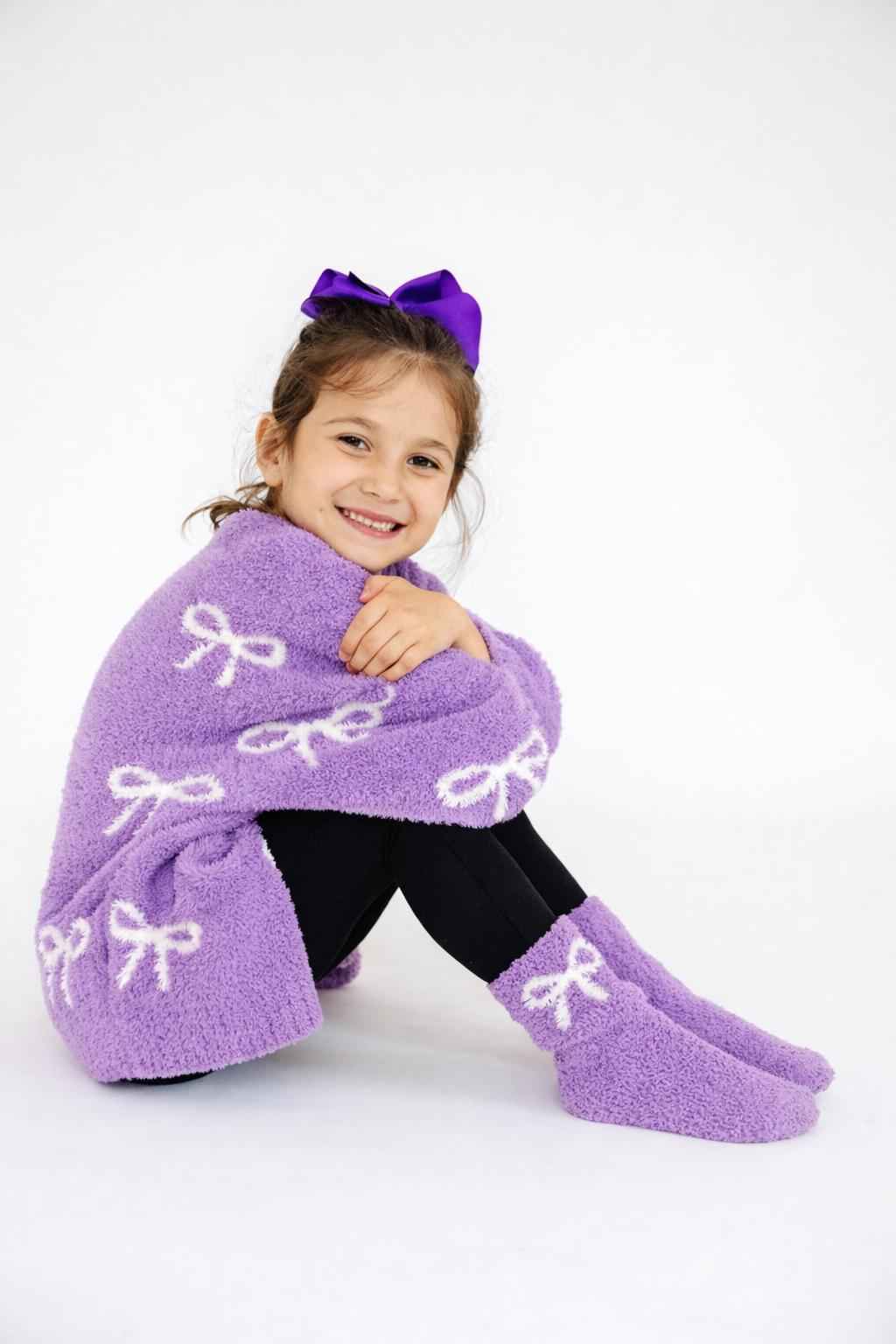 Lilac/Coconut Bow Cozy Socks by Mila & Rose - alternate view 2